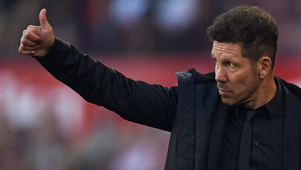 HLV Siego Simeone vui mừng sau chiến thắng trước Juventus